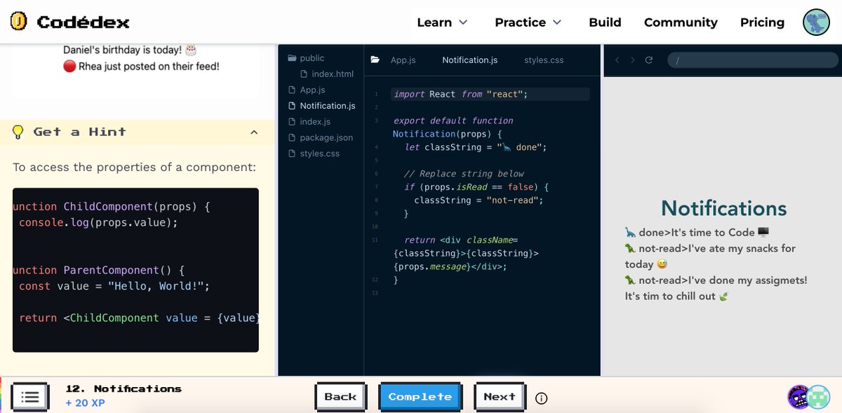 afullsnack_dev's tweet photo. #30NitesOfCode I love print dinosaurs in my notifications 🦕>done 🦖>not read 
@codedex_io https://t.co/jvmgpa3kvr