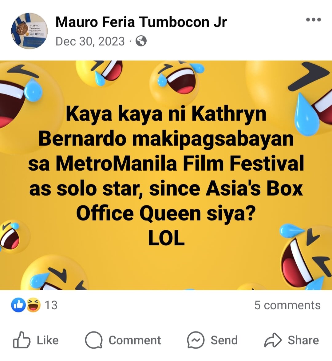 PHCinemaQueen's tweet photo. Continuation of Mauro's intense hatred towards Kathryn Bernardo. Mauro is a former Gawad Urian member, YCC co-founder, and founder of FACINE. He is trash as fuck!
#FAMAS
#GawadUrian
#PMPCStarAwards
#LunaAwards
#EDDYS
#YCC
#GMMSF
#AACA
#GawadPasado
#GawadParangal https://t.co/xbZRsb6sVz
