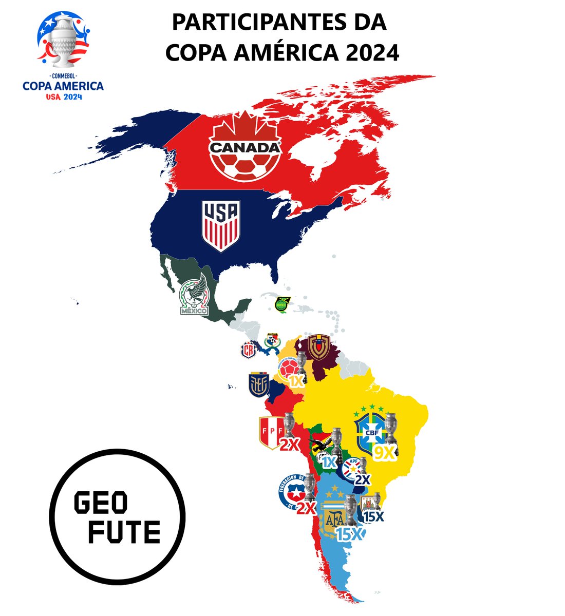 🏆🌎 Participantes da Copa América 2024: