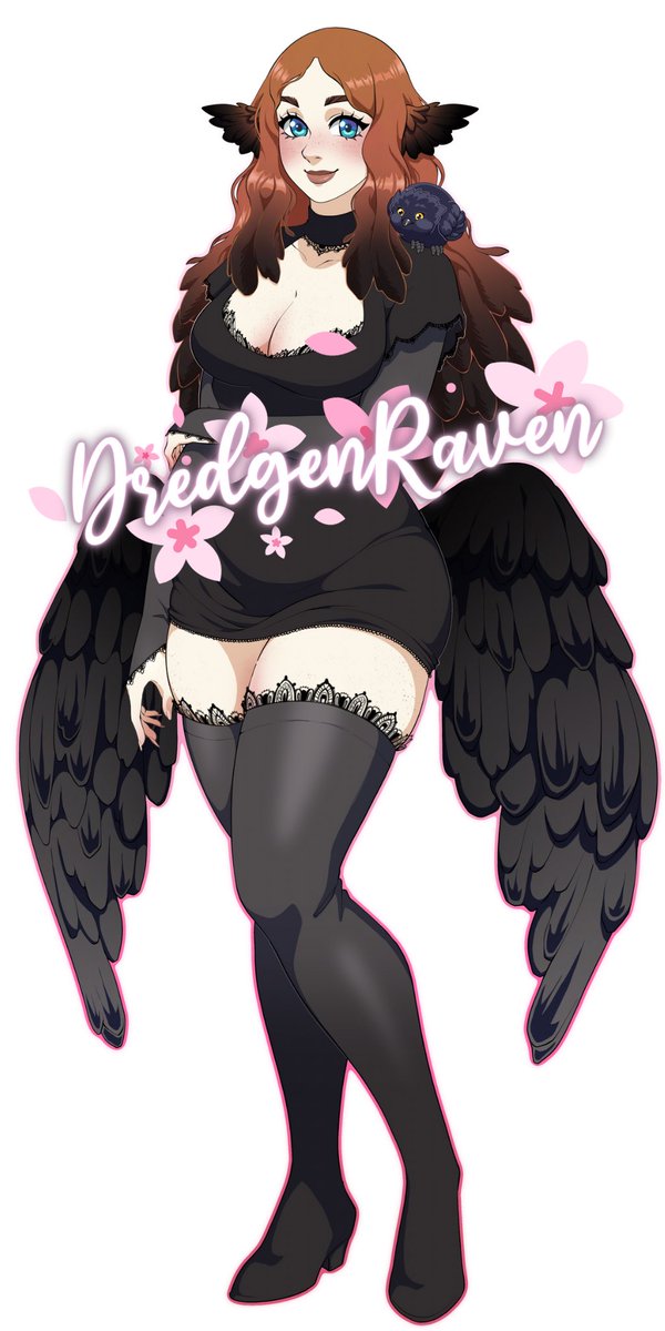 Starlight_Raven's tweet image. What’s your favorite part of my design? 🖤💕 
#VTuber #BirdTuber #Raven #Streamer #Corvidlover #Thighs