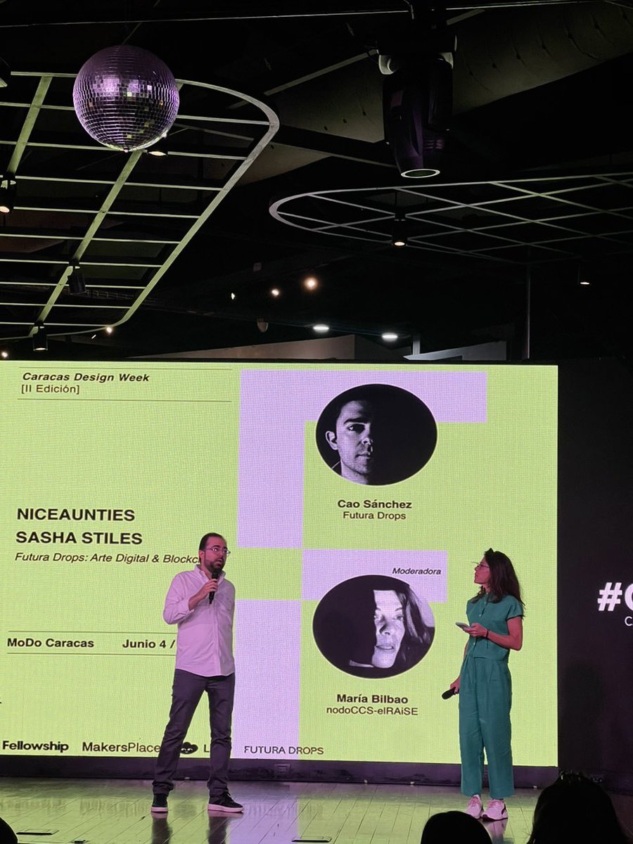 FuturaDrops's tweet photo. #MoDoTALKS: @mariabilbaoh & @CaoLinSan during the #CaracasDesignWeek, discussing about @LensProtocol, what is it, its features, and how can it benefit artists. https://t.co/MloMiF2RFS