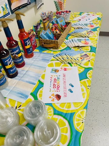 RollingKnollsES's tweet photo. Dip Dip Hooray! Summer Vacay is just Sips away! Admin and our PTO treated us to a Make your Own Flavored Ice Water/ Chips and Dip snack. Admin even made some crafted coasters for every staff member. 
#AACPSAwesome
#BelongGrowSucceed 
#HaveAGreatSummerRockets 🚀🚀🚀🚀😎😎😎😎 https://t.co/oNpEjGhzU7
