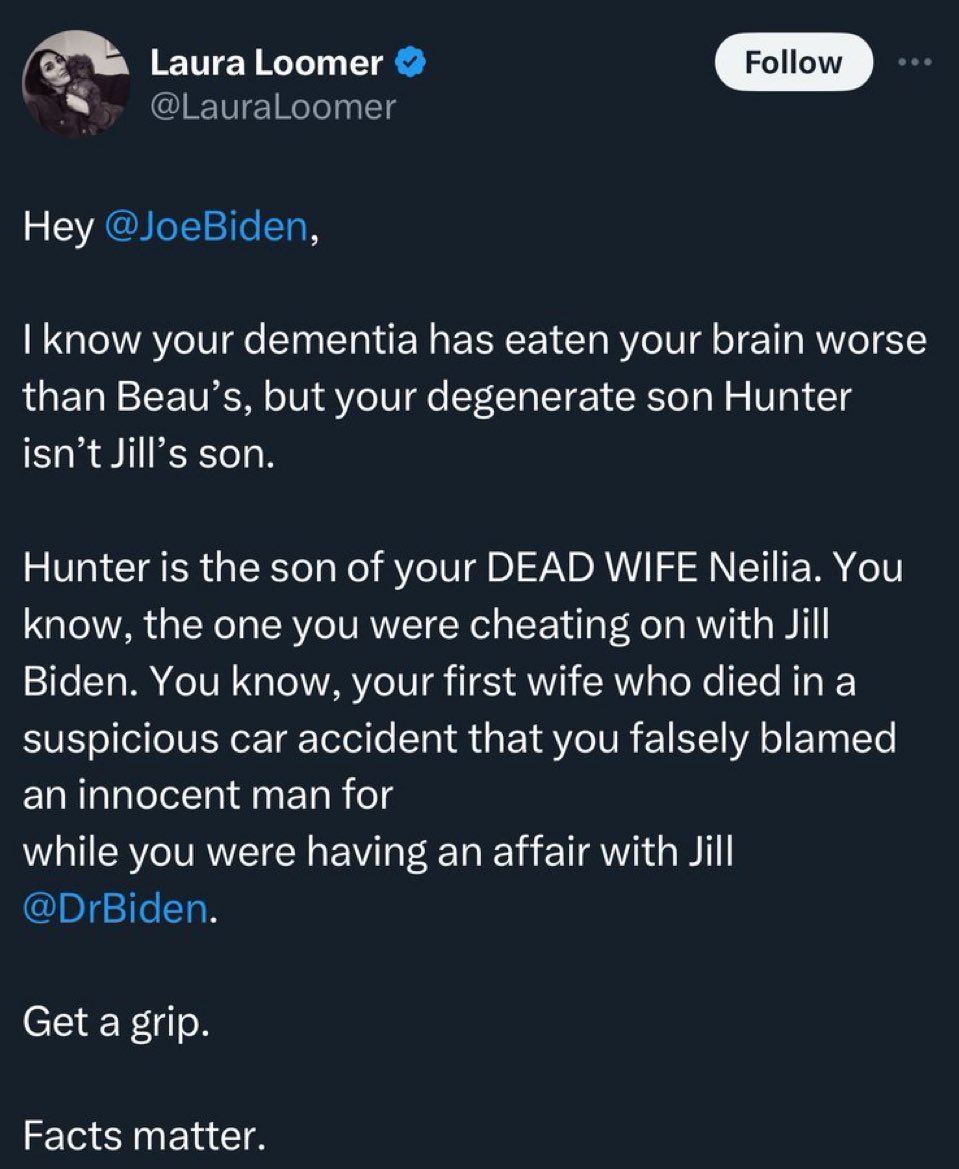 Laura Loomer is a degenerate cunt. 

Facts matter.