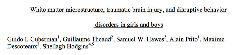 McGillNeurosurg's tweet photo. As part of his doctoral work, Dr. Guido Guberman (@GubermanGuido) just had an article accepted in @FrontNeurosci exploring the relationship between pediatric TBIs and behavioural problems using advanced diffusion MRI! https://t.co/Rq1Ao2qLpA
