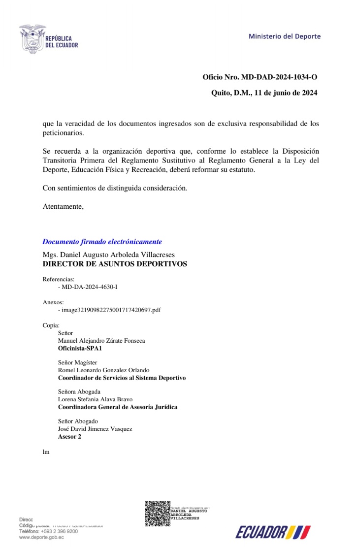 Hoy el <a href="/DeporteEc/">Viceministerio del Deporte 🇪🇨</a> reconoció al directorio del <a href="/BarcelonaSC/">BARCELONA S.C.</a> encabezado por su presidente <a href="/antonioalvarezh/">Antonio Alvarez Henriques</a> ,que vengan ahora mejores momentos para los amarillos y el deporte del país.Soñamos con un #Ecuador trabajando unido por todo y para todos. Noticia @infoBCM