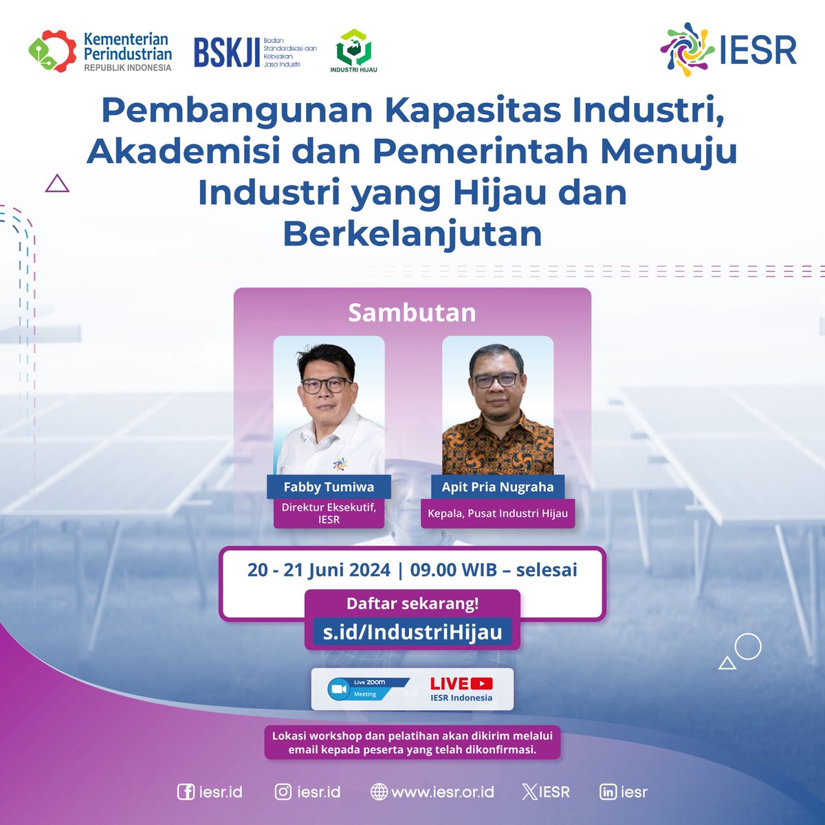 Sobat Essentials!
Prinsip keberlanjutan sepatutnya menjadi pedoman bagi #industri untuk memproduksi komoditas yang rendah emisi. Demi memupuk kesadaran dan mendorong adopsi pilar #dekarbonisasi di sektor industri secara luas, IESR bekerja sama dengan Kementerian Perindustrian