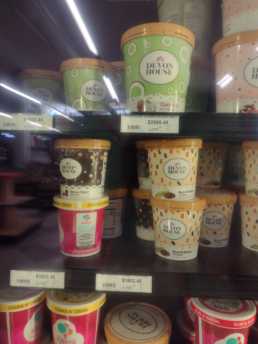 ShanniBudd's tweet photo. Devon House ice cream available in supermarkets. Saw these at John R Wong in New Kingston 🍦@scoopsja @Wisynco #DevonHouse https://t.co/h9LV25gDR2