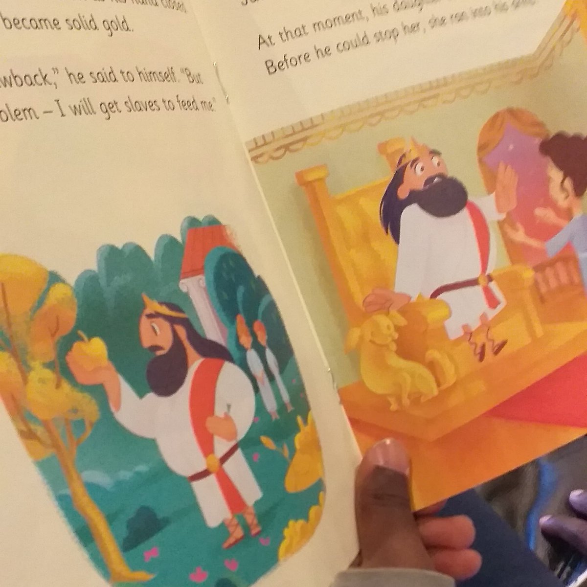 _CuriousAnarchy's tweet image. “Reading &apos;King Midas&apos; with my son...

A story about a king who was granted one wish by Zeus and wished for all he touched to turn to gold.

After deliberately trialling his newfound power on nature, it wasn&apos;t until his daughter was accidentally turned into a golden statue that he…
