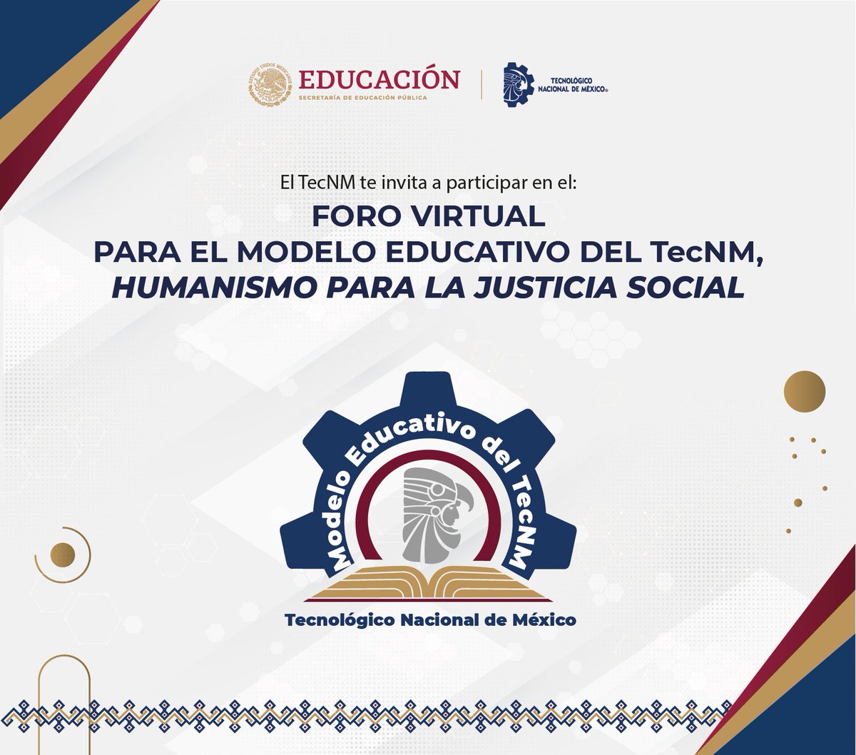 #ElTecNMInforma
Conoce la convocatoria y participa en el Foro Virtual para el Modelo Educativo del TecNM, Humanismo para la Justicia Social.

¡Prepara tus propuestas y sé parte de este gran proceso de transformación que iniciará el día 13 de junio!