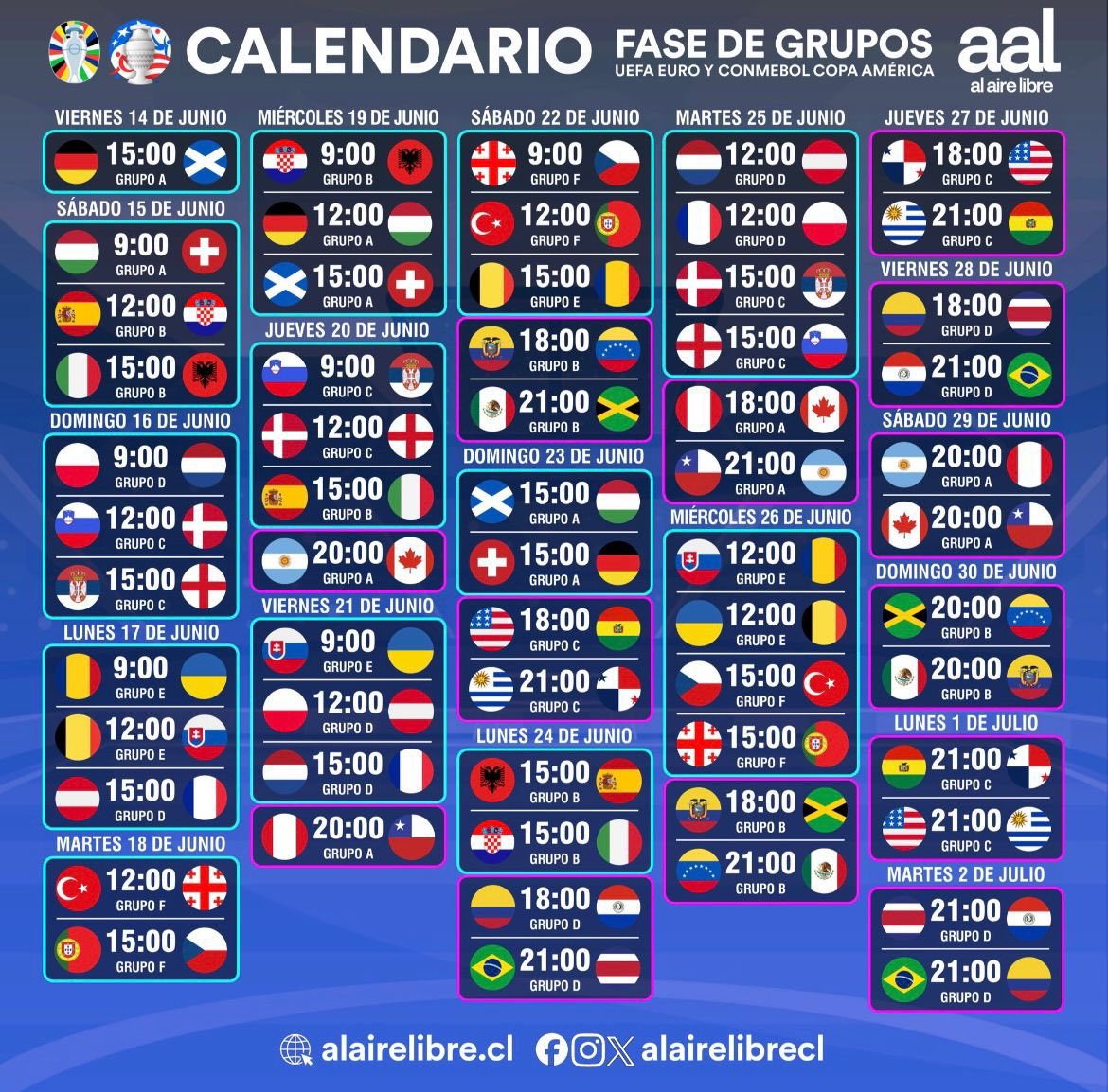 jsoegnciaio's tweet photo. A guardar. 
Horario chileno. https://t.co/l9crusXsp5