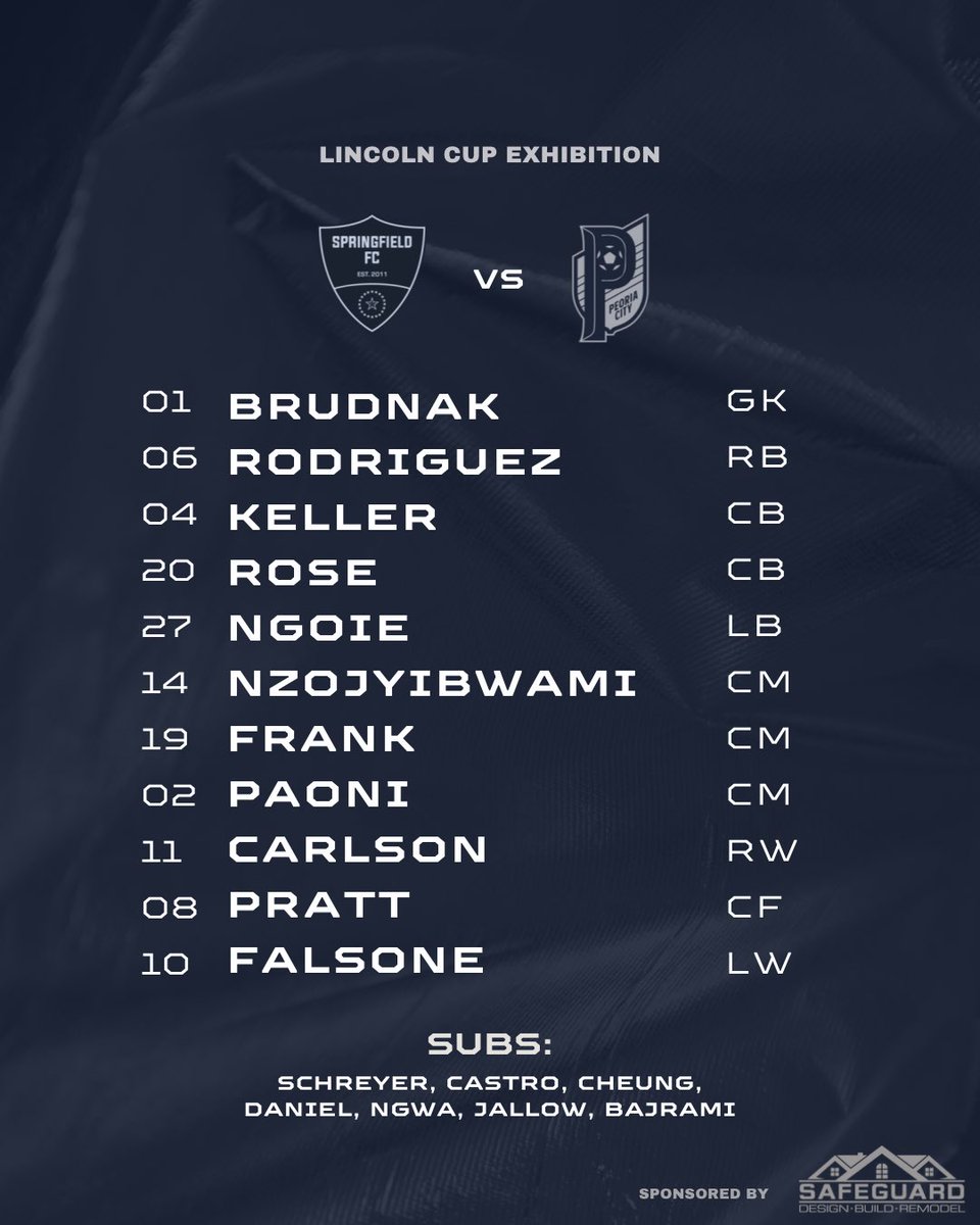 SpfldFC's tweet image. Your #SpringfieldFC Starting XI tonight 🔥 

#UpTheStags🦌