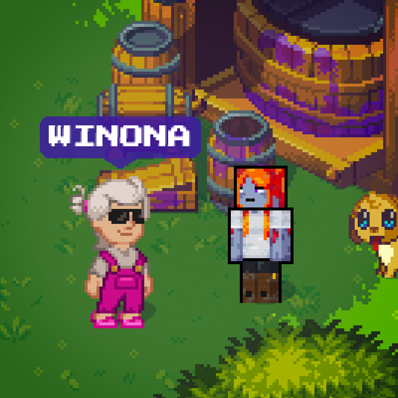 zombinaaaaa's tweet image. I think Winona is cool! 😎
I want to hang out with Winona! 🍷✨

I don&apos;t know about you, but I definitely need more energy! ⚡️ Metalworking is tiriiiing... 😮‍💨

📍 TerraVilla (Chapter 2) | @pixels_online

#PixelsCreator #KindCreator #PixelsChapter2