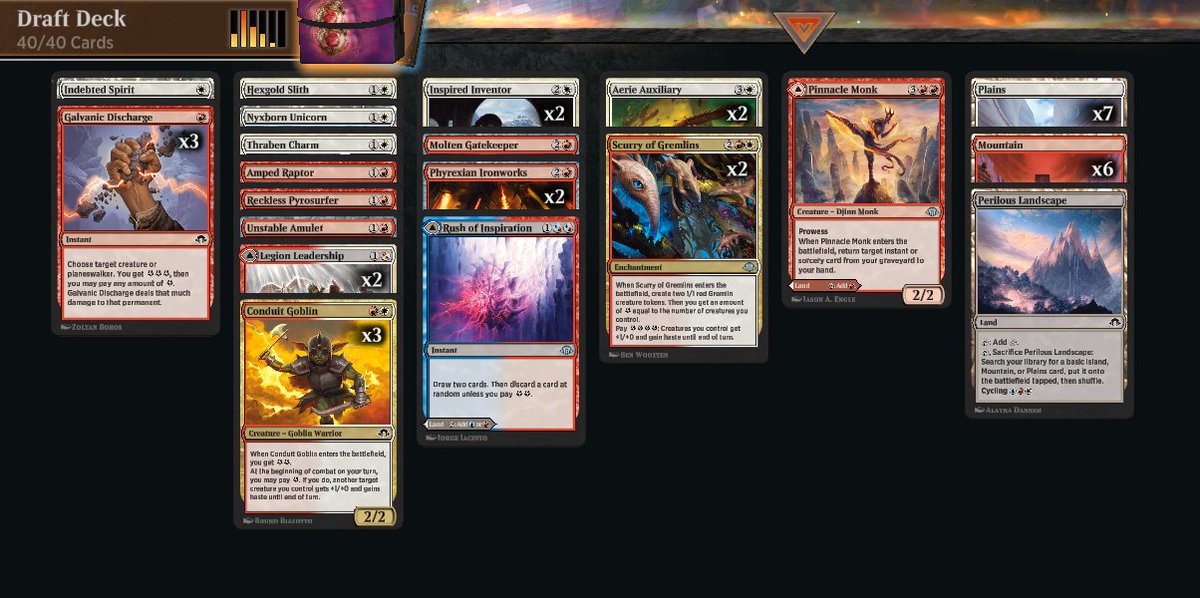 Okay, I have a feeling an aggressive Boros energy-heavy curve topped out by two Scurry of Gremlins isn't very beatable in this format. 😅

<a href="/fireshoes/">Robert Taylor🔥</a>