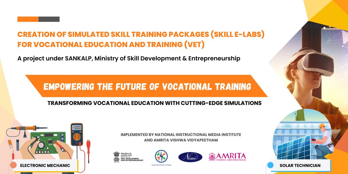 ammachilabs's tweet photo. We are thrilled to announce the commencement of the 10 day Skill-eLabs - Pilot Training for at NSTI Mumbai and Govt. ITI Jhajjar, Haryana on 10-June-2024, funded by #SANKALP, @MSDESkillIndia and in partnership with @DGT_MSDE and #NIMI, Chennai.
#SkillIndia #Tech4Skills #ARVR https://t.co/rn4SE3WjFv