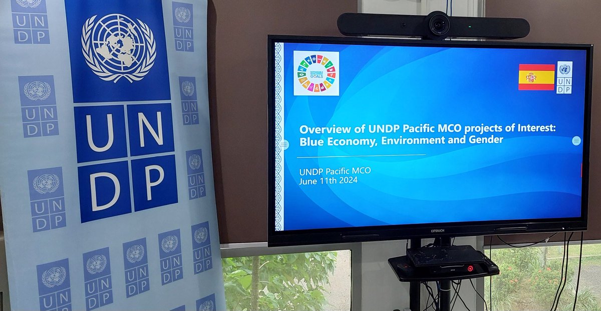 SpaininFiji's tweet photo. 🇪🇸🤝🇺🇳 Thank you @UNDP_Pacific for a complete overview of your work, especially for the #BlueEconomy projects funded by @JointSDGFund, of which Spain is the world's 🥇 donor.

👏 We are also very proud of Ms Ana Lucía Londoño, Spanish Youth @UNVolunteers at #UNDP's office in 🇫🇯 ! https://t.co/MjulXiBSzw