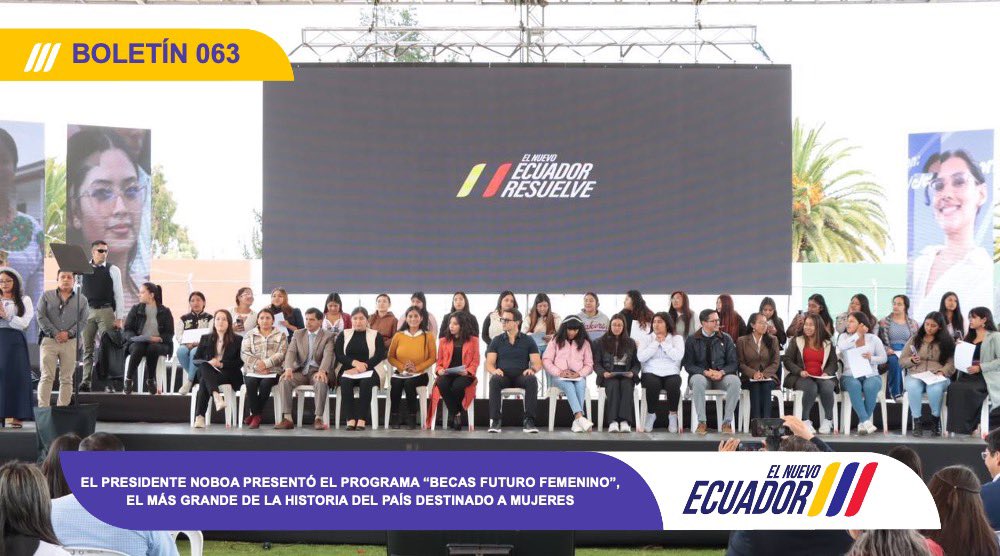 #BoletínDePrensa | 📢 El Gobierno reafirma su compromiso con las mujeres de #ElNuevoEcuador. 

🚺Con una inversión de más de USD 80 millones, se busca empoderar y transformar vidas, a través del programa de Becas #FuturoFemenino.

Conoce más en ▶️ bit.ly/4bR04uG