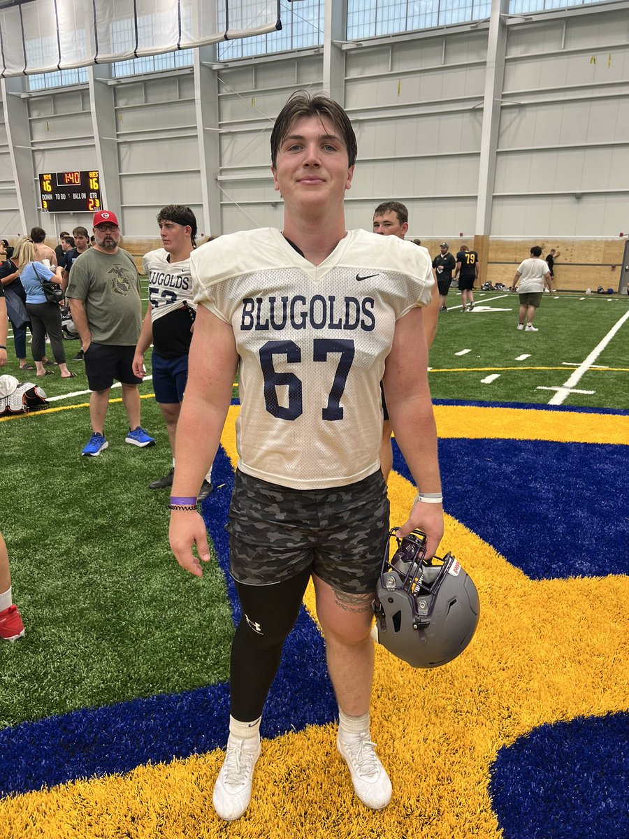 MJ_NFLDraft's tweet image. One of the more popular athletes on the day was Ellsworth DL Nolan Kummer.

The 6’1” 270 lbs prospect dominated with quickness that instantly converted to power on contact. He demonstrated active hands and his sudden lateral movement made him a nightmare matchup. Get in this kid.