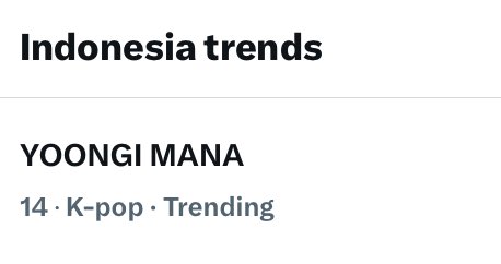 Indonesia trending saat ini 

YOONGI MANA 😭😭

#SUGA #AgustD