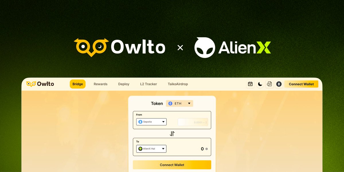 ALIENXchain's tweet image. 🦉 @Owlto_Finance now supports ALIENX HAL Testnet!

Try bridging ETH to ALIENX HAL Testnet via Owlto, and complete quests to earn $ALIEN for sharing $AIX airdrop. 

owlto.finance/?to=AlienXTest…

Looking forward to seeing Owlto at the ALIENX mainnet activity later on! 👽⛓️