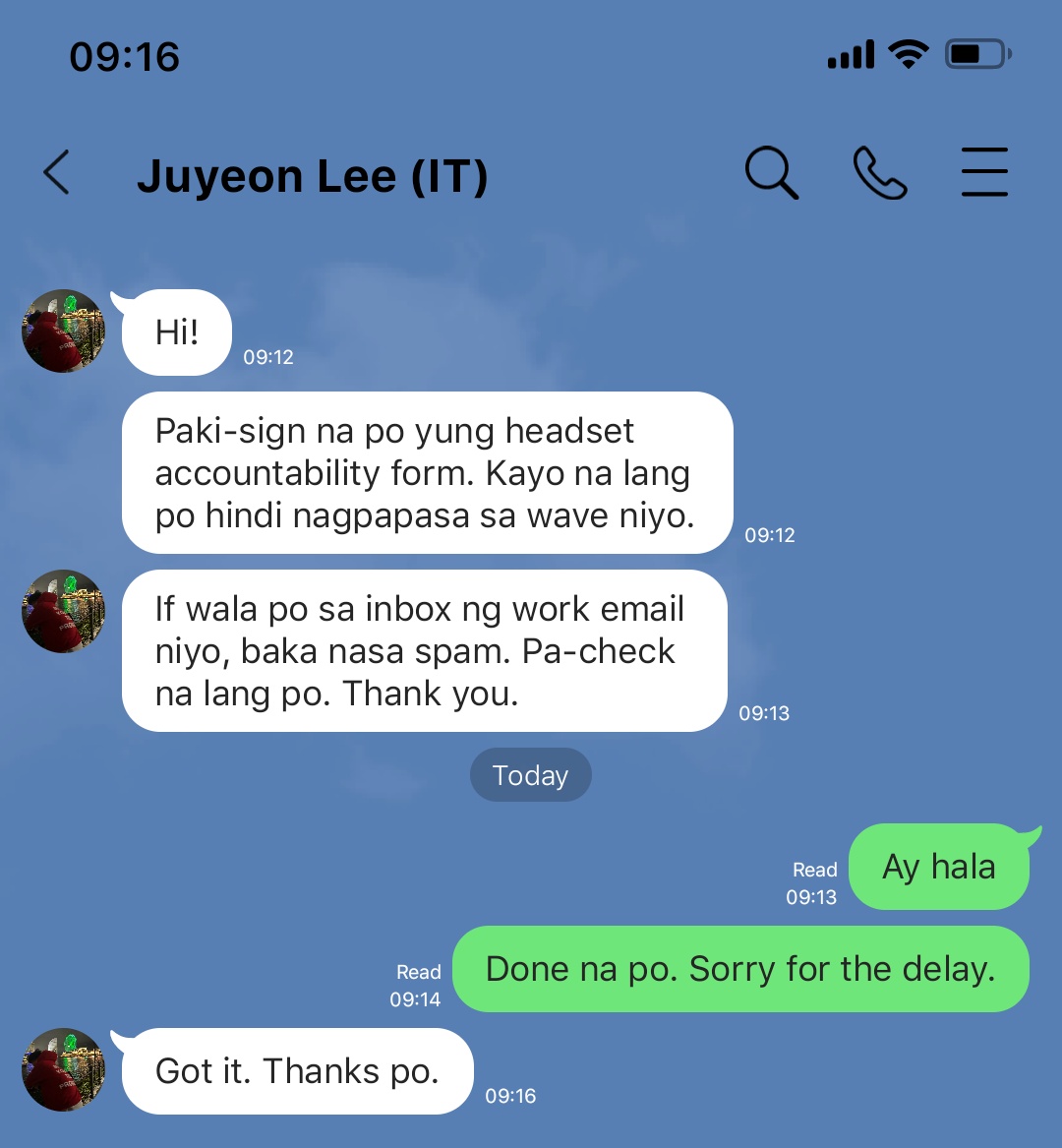 first convo ni qa jichang at it support juyo