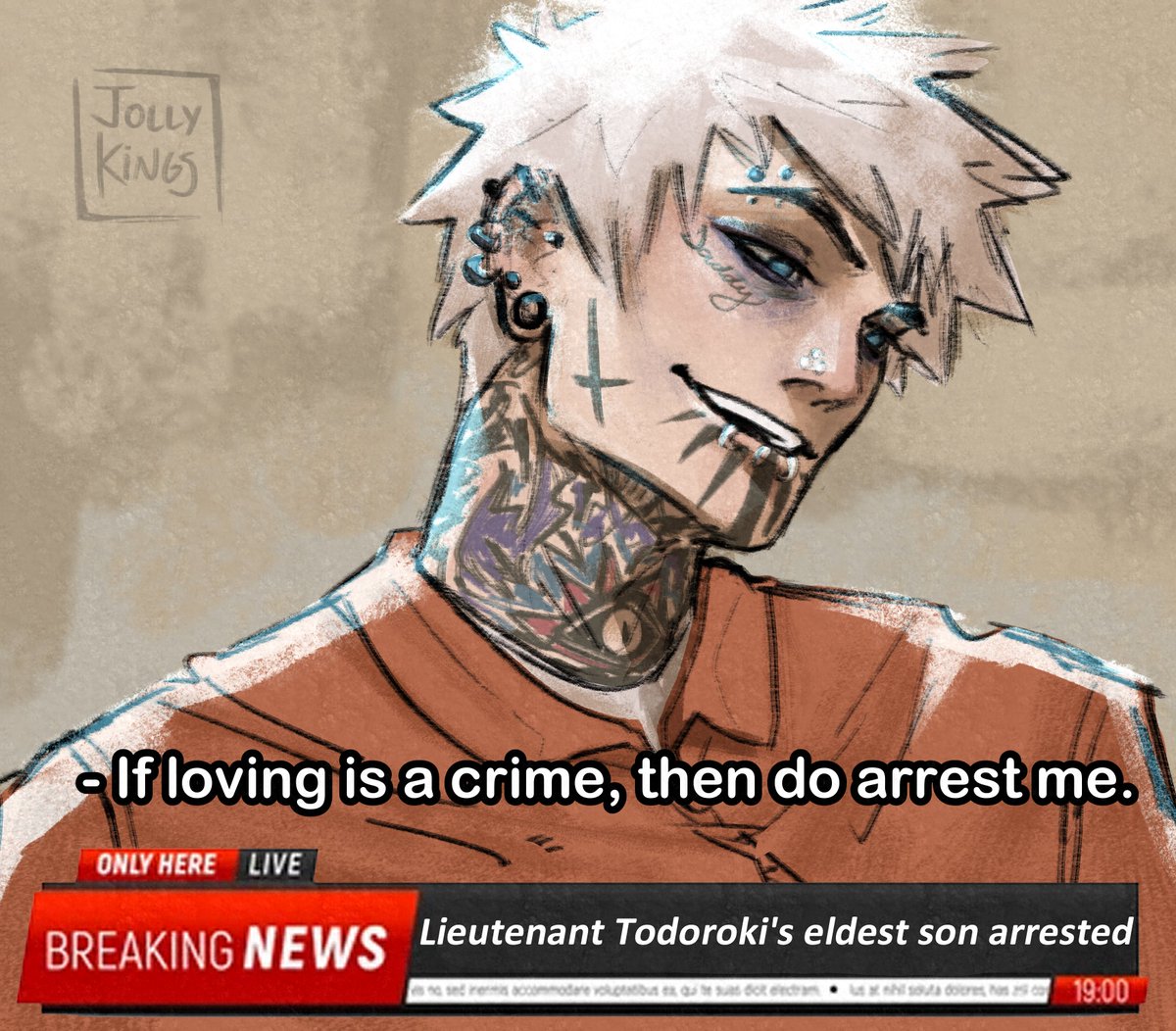 jollykings_'s tweet photo. Just because it's a quirkless AU doesn't mean that Touya won't eventually turn into Dabi 🥴
(it's a canon event 😔)

(qrt the inspo bc I laughed for 3 hours) https://t.co/H9Oh9dBCS3