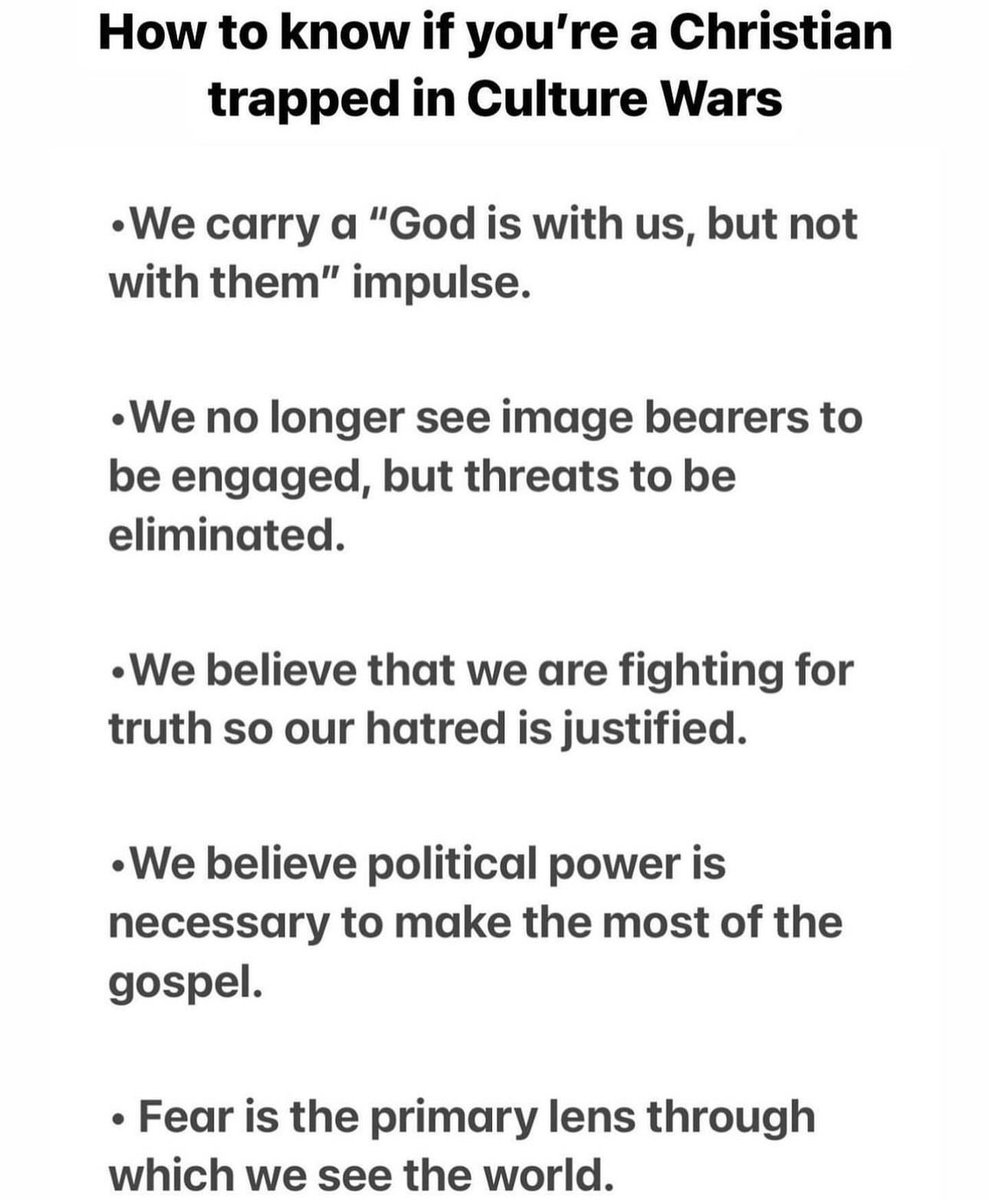 richvillodas's tweet image. Here’s a few signs that Christians might be caught in the grip of Culture Wars.