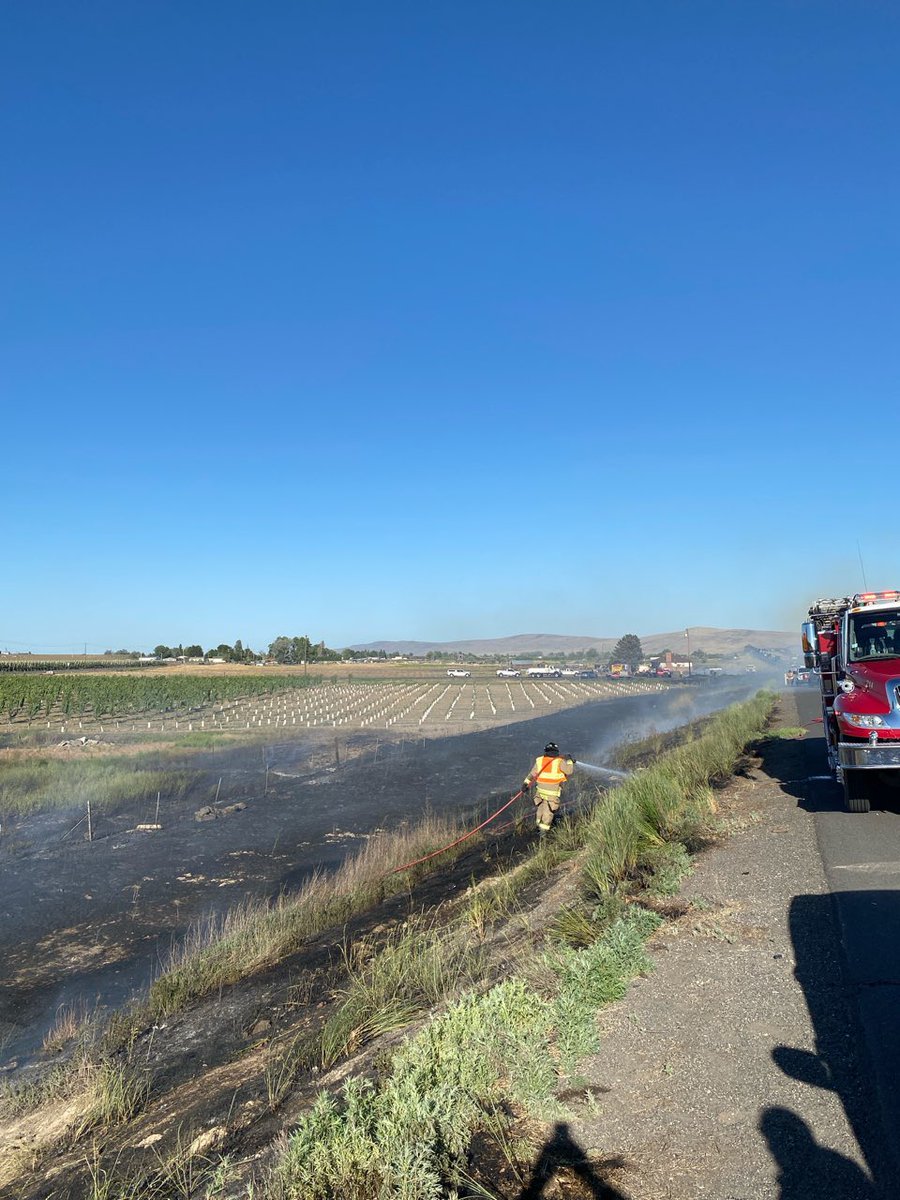 Traffic alert near Prosser:

WSP is on scene of a one car, serious injury collision, W/B I-82 near milepost 78. This is approx. two miles west of Prosser. Traffic is delayed as it has started a wild land fire. 

(Vehicle not shown as family has not been notified yet)