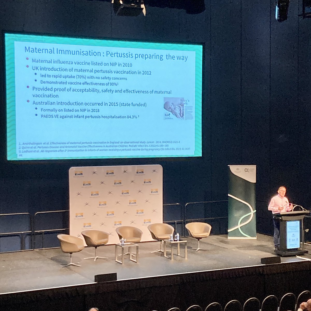 Maternal vaccination: what’s the current state of play &amp; what’s next? <a href="/PeterCRichmond/">Peter Richmond </a> provides an overview of successes &amp; opportunities in #prevention, highlights the power of consumer advocacy in driving policy &amp; uptake <a href="/LightForRiley/">Light For Riley</a> 
#Flu #pertussis #RSV #covid #CMV #CDIC2024