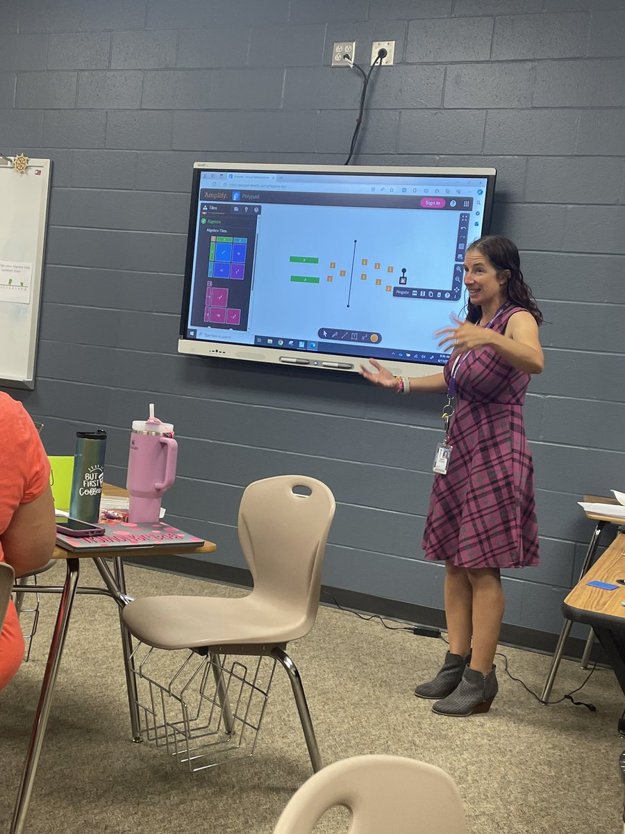 RachelARice07's tweet photo. Great session on Algebra Tiles today! So many connections from the concrete to the abstract. Thank you @MrsSteen1 for facilitating a great day of learning for our math teachers! #KISDSecMath #SecCI https://t.co/vJQqBgH7t8