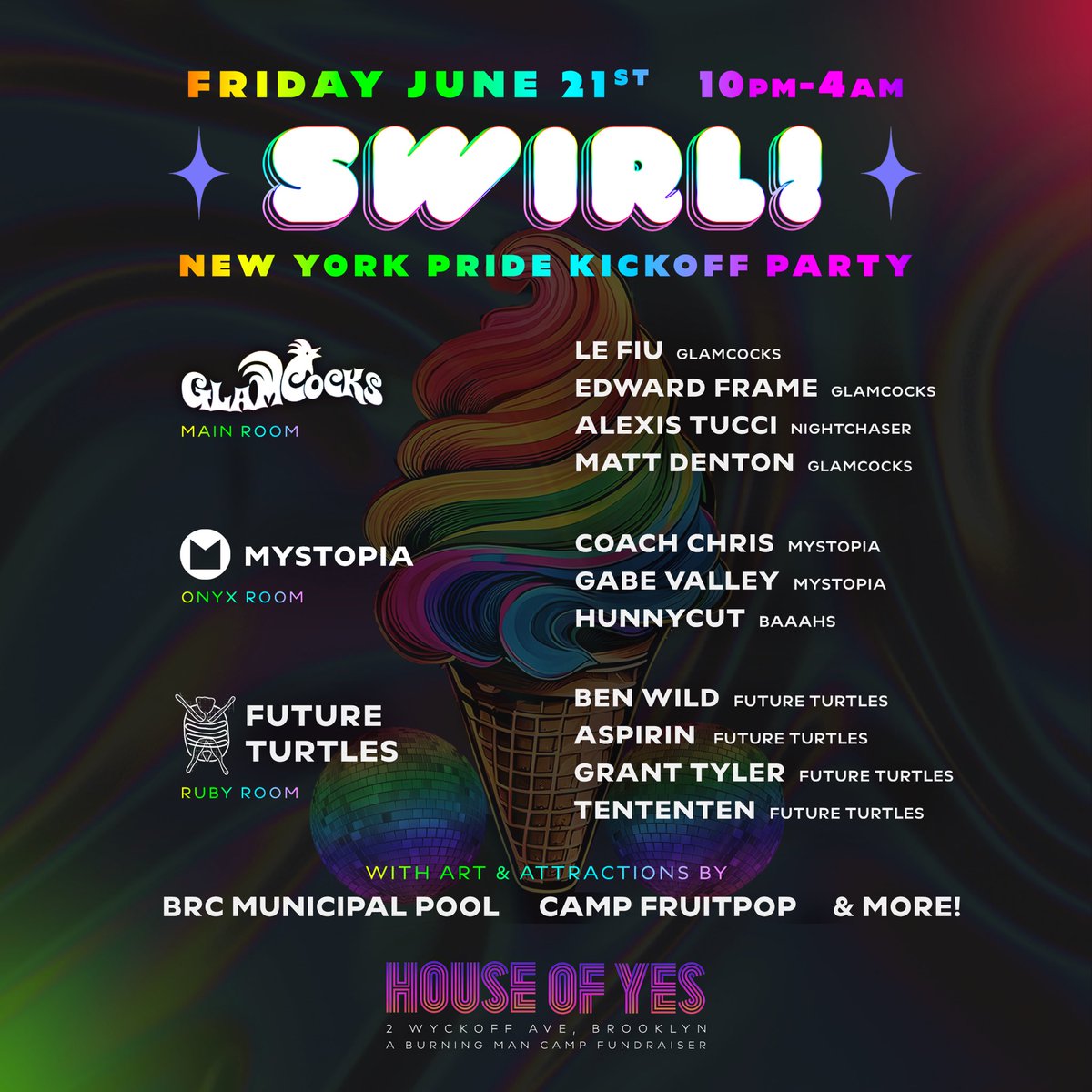 GlamCocks's tweet image. NYC, We hear you LOUD and QUEER. In 10 days we kick off PRIDE with 3 rooms of fun and this talented lineup. Tix: eventbrite.com/e/swirl-nyc-pr…