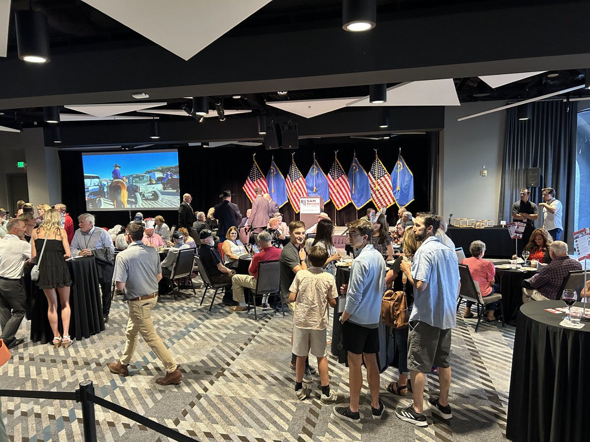 BenMargiott's tweet photo. Polls are officially CLOSED in Nevada and now it's a waiting game
We're waiting for results at the Sam Brown campaign watch party in downtown Reno #nvprimary #nvsen https://t.co/f6nqhtL5bG
