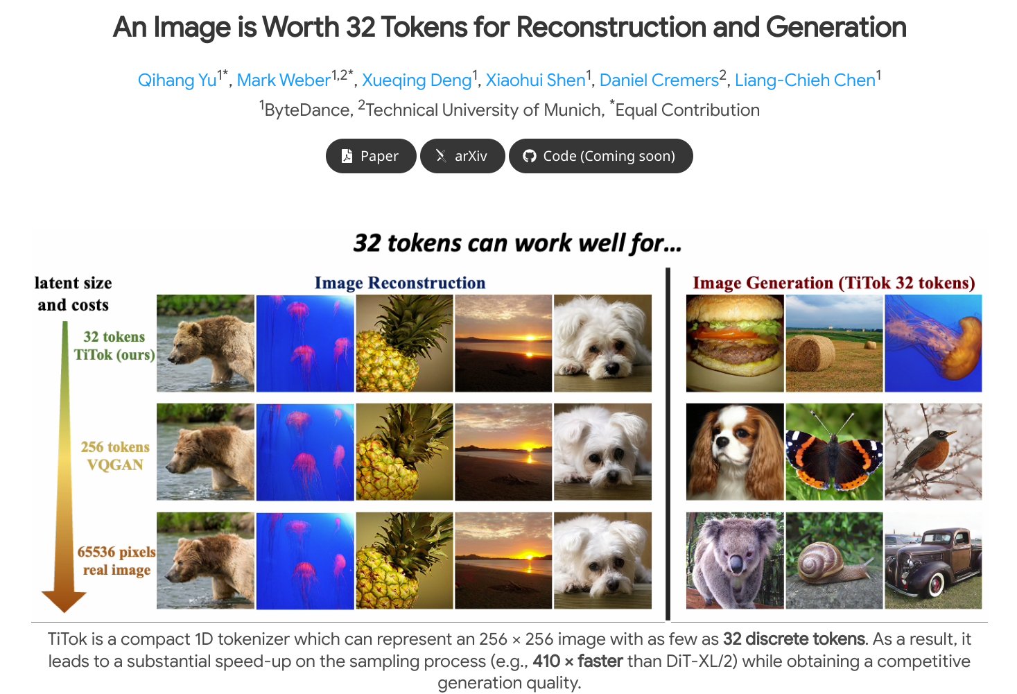 Aran Komatsuzaki on X: &ldquo;ByteDance presents An Image is Worth 32 