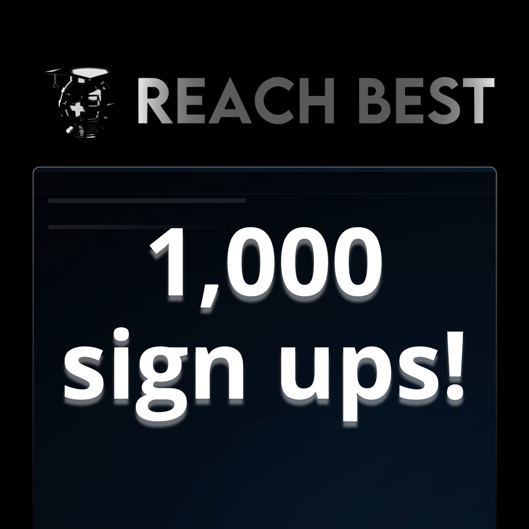 🤯 A few days ago, Reach Best crossed 1,000 user sign ups in the Student App!