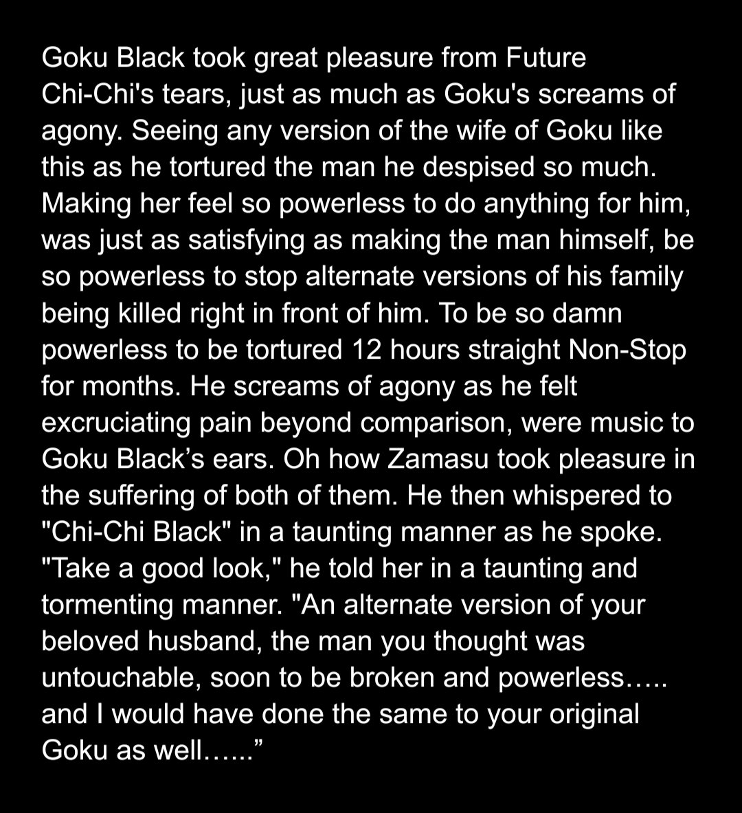 MegaMattZX's tweet photo. Sneak Peek to "Unexpected Love" exploring my own take on the "Chi-Chi Black" concept. Inspired by a few iterations of her, though this one has a darker twist to it.....
I want you to hate Goku Black in this.
#Goku #ChiChi #FutureChiChi #GokuBlack #ChiChiBlack #GoChi #wip https://t.co/yOH48IIOpY