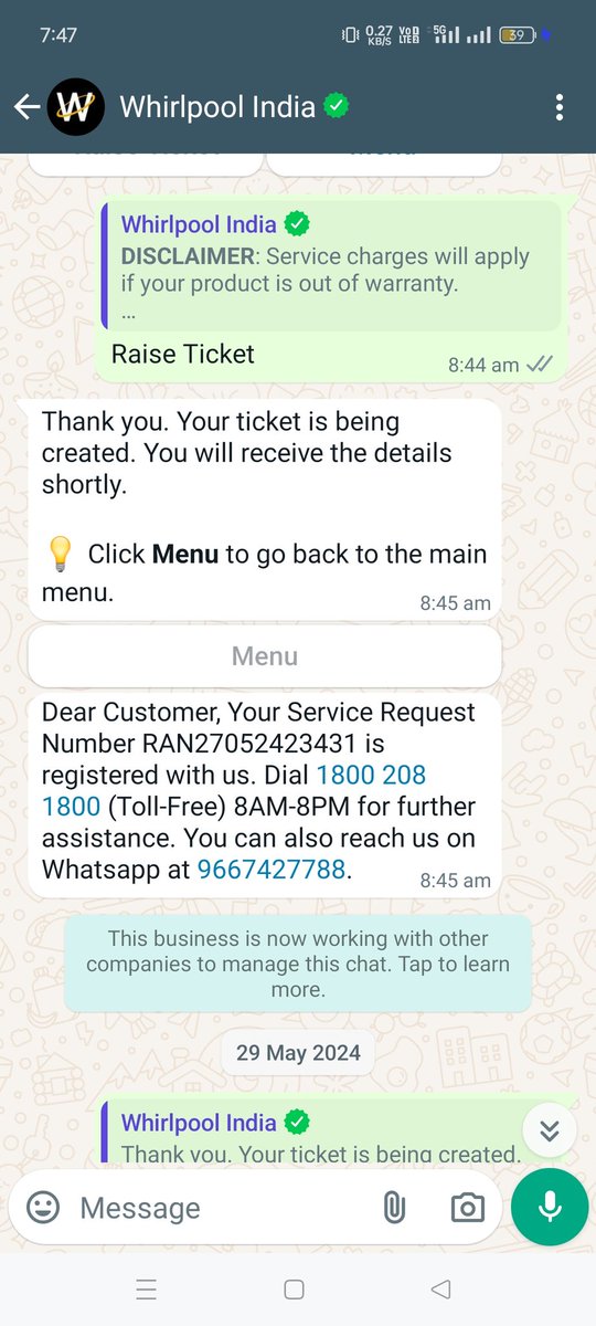 amitb2_rtl's tweet image. @WhirlpoolCorp @whirlpool_india 
देख रहे हो ना विनोद बिना सर्विस दिए टिकट क्लोज हो जाती है ये whirpoolवाले का दो दो बार ये सर्विस सेंटर  किया है क्लोज गजब बेजती है गर्मी बिता काम होगा क्योंकि गैसवे खत्म हो गयाwhirpool और सर्विस वाले ला रहे थे लेकिन उड़ गया गैस मिस्त्री क्या करेगा