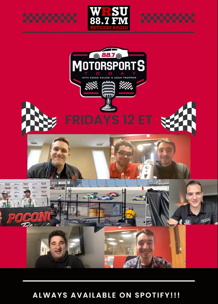If you need your racing fix with the end of #RaceHub come to Motorsports Today!

<a href="/EddieKalegi/">Eddie Kalegi</a> and <a href="/AdamTropper24/">Adam Tropper</a> cover <a href="/NASCAR/">NASCAR</a>, <a href="/F1/">Formula 1</a>, and <a href="/IndyCar/">NTT INDYCAR SERIES</a>, talking to drivers and the racing media.

Off this week, back next Friday 6/21 at NOON on <a href="/WRSU/">WRSU-FM New Brunswick</a> and Spotify: open.spotify.com/show/41bEUT1G9….