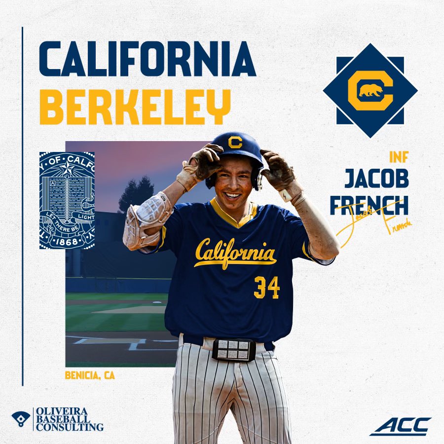 Jacob French (@jacobfrench2023) on Twitter photo I am excited to announce my commitment to <a href="/CalBaseball/">Cal Baseball</a>. I would like to thank all of my college, high school and club coaches as well as my family, friends and teammates. Thank you to <a href="/MikeNeuCal/">Mike Neu</a> <a href="/cbodish/">Chris Bodishbaugh</a> @njacksoncal and <a href="/catchers_core/">Chad Highberger</a> Go Bears! I am excited to announce my commitment to <a href="/CalBaseball/">Cal Baseball</a>. I would like to thank all of my college, high school and club coaches as well as my family, friends and teammates. Thank you to <a href="/MikeNeuCal/">Mike Neu</a> <a href="/cbodish/">Chris Bodishbaugh</a> @njacksoncal and <a href="/catchers_core/">Chad Highberger</a> Go Bears!