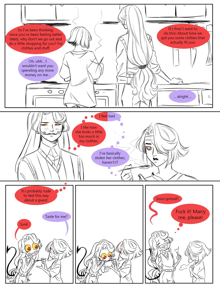 LazuliBarbara's tweet photo. Gonna milk the fact that Charlie crushed on Vaggie first is canon  as much as I can btw. I wanna know what living together was like for  them for those few months for the sake of watching Charlie suffer.
#HazbinHotel #Chaggie https://t.co/bv6JBNJCrd