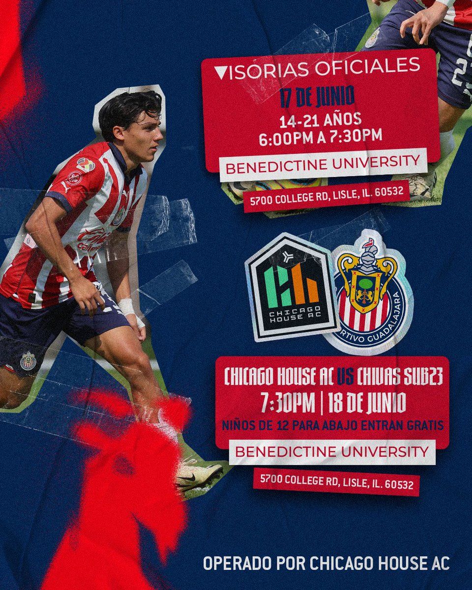 🙌🏻🤩 ¡ChivaHermanos de Chicago! 🇺🇸

📍 Nos vemos este 17 y 18 de junio en Benedictine University 🐐

🔎 Más información y registro para las visorías 👉🏻 bit.ly/3VhSi65