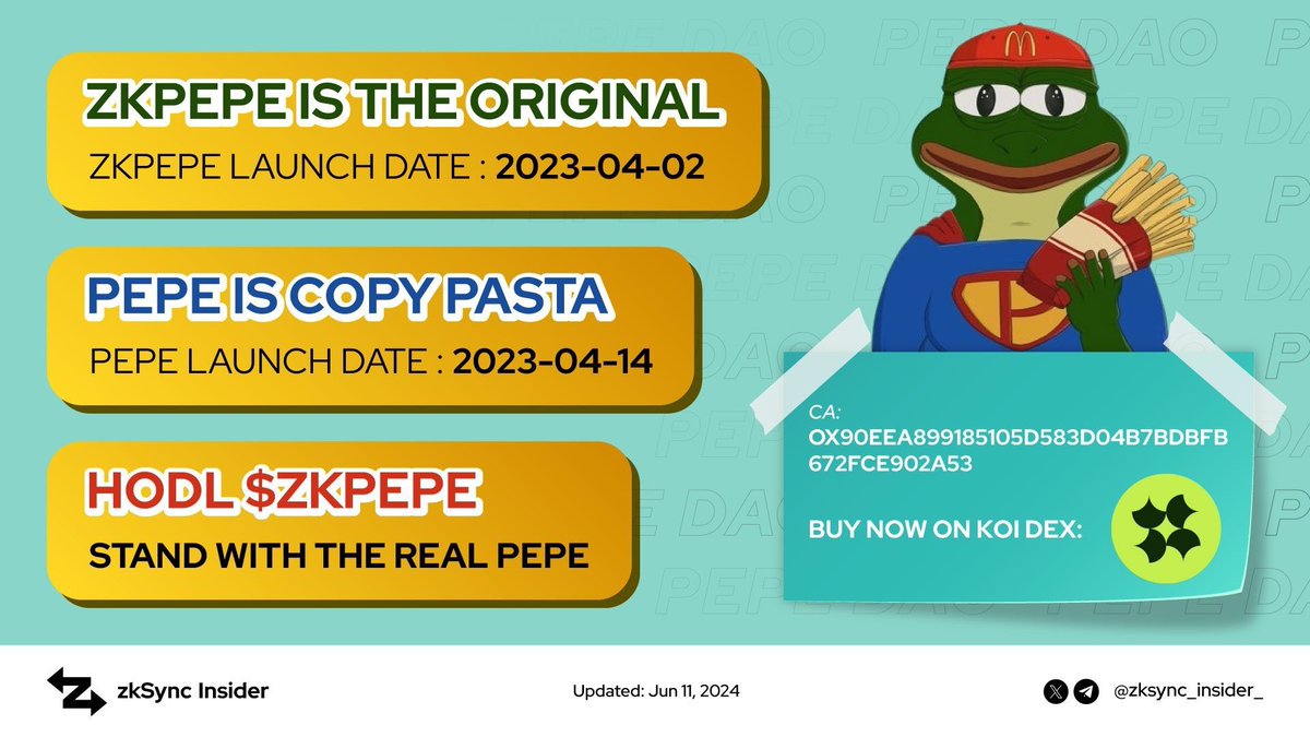 ZKPEPE - The first PEPE coin ever (@zkpepes) on Twitter photo @zkaliburDEX <a href="/gluk64/">ALEX | ZKsync ∎</a> <a href="/zksync/">ZKsync (∎, ∆)</a> <a href="/zkDXio/">zkDX | L2 Networks</a> <a href="/Era_Lend/">EraLend | The #1 Money Market on zkSync🥇</a> <a href="/FulcromFinance/">Fulcrom Finance</a> <a href="/ZommaProtocol/">Zomma Protocol-1st zkSync Options now on ARBITRUM</a> <a href="/gravitaprotocol/">Gravita Protocol</a> <a href="/symbiosis_fi/">Symbiosis</a> <a href="/overnight_fi/">Overnight.fi (USD+) - Vanguard of DeFi</a> We feel you fren
We spent all our resources on supporting onchain activities through our campaigns. And we are where we are
We hope <a href="/zksync/">ZKsync (∎, ∆)</a> <a href="/TheZKNation/">ZK Nation</a> take note
Regardless ZK PEPEs will march on supporting the ecosystem @zkaliburDEX <a href="/gluk64/">ALEX | ZKsync ∎</a> <a href="/zksync/">ZKsync (∎, ∆)</a> <a href="/zkDXio/">zkDX | L2 Networks</a> <a href="/Era_Lend/">EraLend | The #1 Money Market on zkSync🥇</a> <a href="/FulcromFinance/">Fulcrom Finance</a> <a href="/ZommaProtocol/">Zomma Protocol-1st zkSync Options now on ARBITRUM</a> <a href="/gravitaprotocol/">Gravita Protocol</a> <a href="/symbiosis_fi/">Symbiosis</a> <a href="/overnight_fi/">Overnight.fi (USD+) - Vanguard of DeFi</a> We feel you fren
We spent all our resources on supporting onchain activities through our campaigns. And we are where we are
We hope <a href="/zksync/">ZKsync (∎, ∆)</a> <a href="/TheZKNation/">ZK Nation</a> take note
Regardless ZK PEPEs will march on supporting the ecosystem