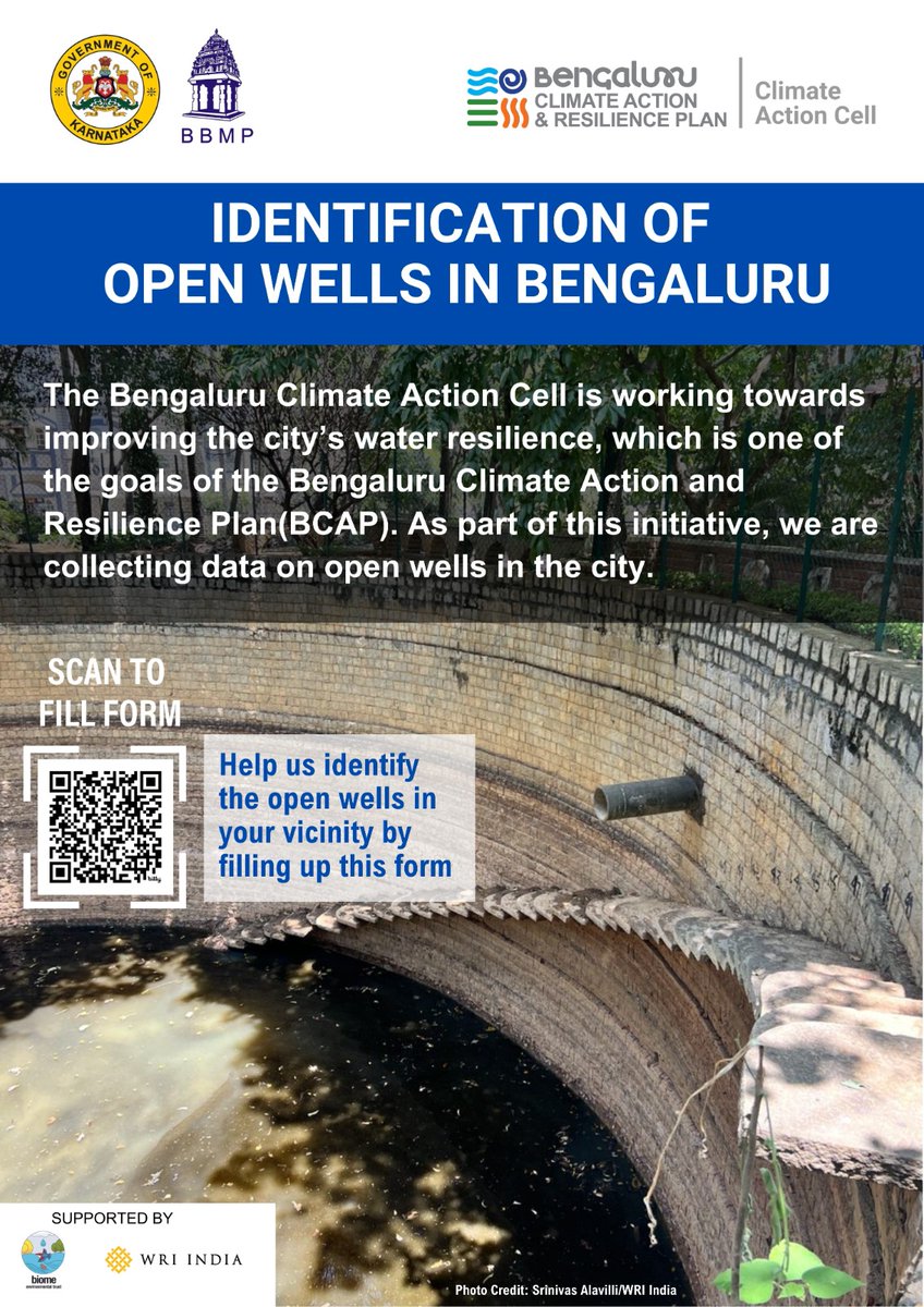BCCCofficial's tweet photo. #BengaluruClimatePlan (#BCAP) working towards improving water resilience – one of the goals. #OpenWells initiative that seeks to collect critical data ➡️ https://t.co/6vdZJpwb5X https://t.co/H2zp8DEgz8