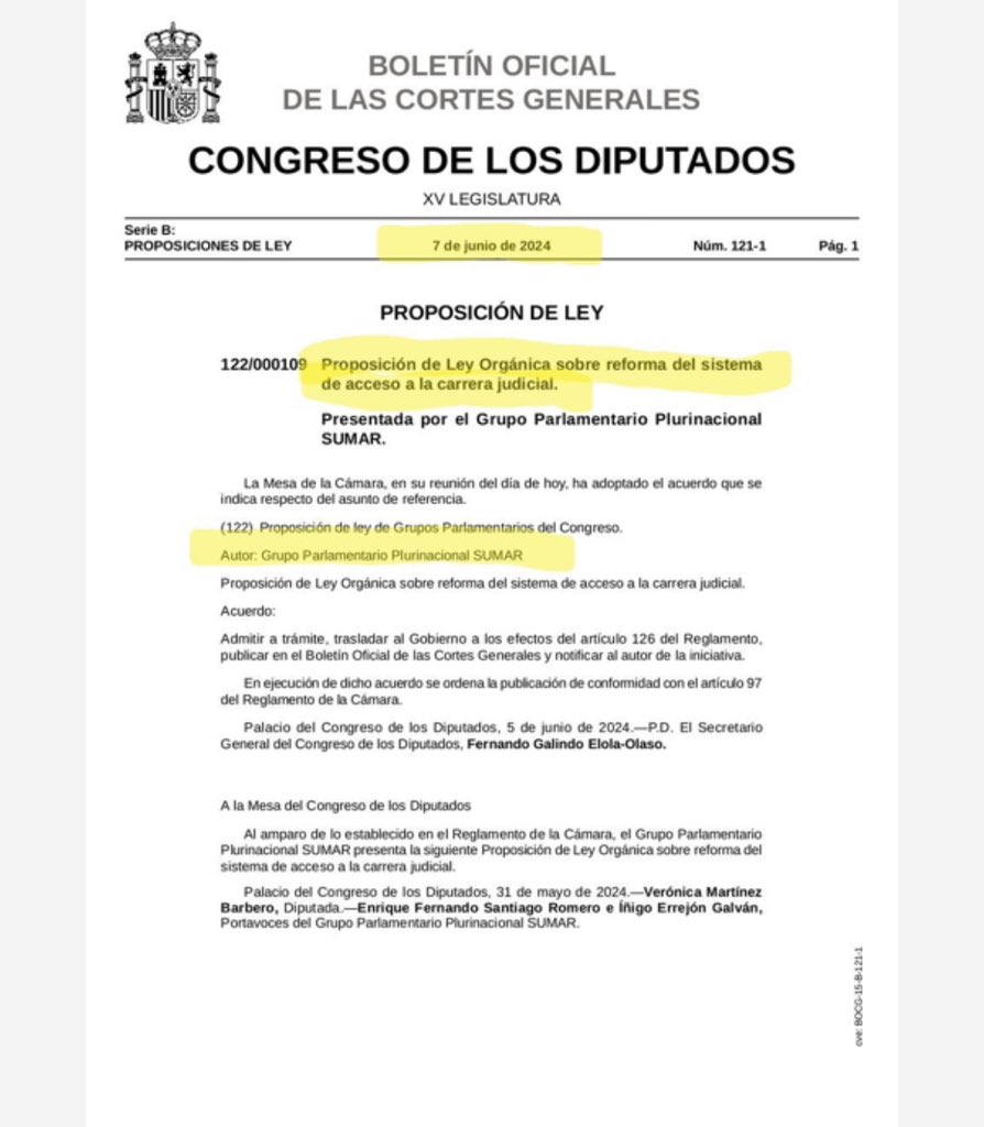 🚨🚨🚨Pasadas las europeas y tal y como se adelanto, vamos a asistir a un asalto sin precedentes contra el Poder Judicial. Tiene varias vías, pero esta es una de ellas: acabar con la oposición de acceso a la Carrera Judicial, con la evidente intención de controlar ideológicamente