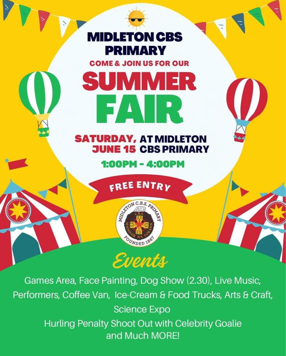 midletoncbs's tweet image. We can’t wait to meet you all on Saturday for lots of fun and games….face painting, dog show, craft stalls, play areas, science room, children’s art stall, art and craft room, fairground games, adopt a teddy, beat the goalie, live DJ, dance performances and soooo much more
