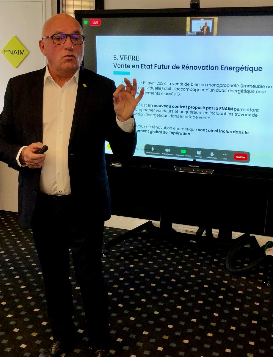 FNAIM's tweet photo. @presidentfnaim #ConfFNAIM
➡La VEFRE (Vente en Etat Futur de Rénovation Energétique) est un nouveau contrat proposé par la #FNAIM permettant d’accompagner vendeurs et acquéreurs en incluant les travaux de rénovation énergétique dans le prix de vente. https://t.co/d5oWmKp137