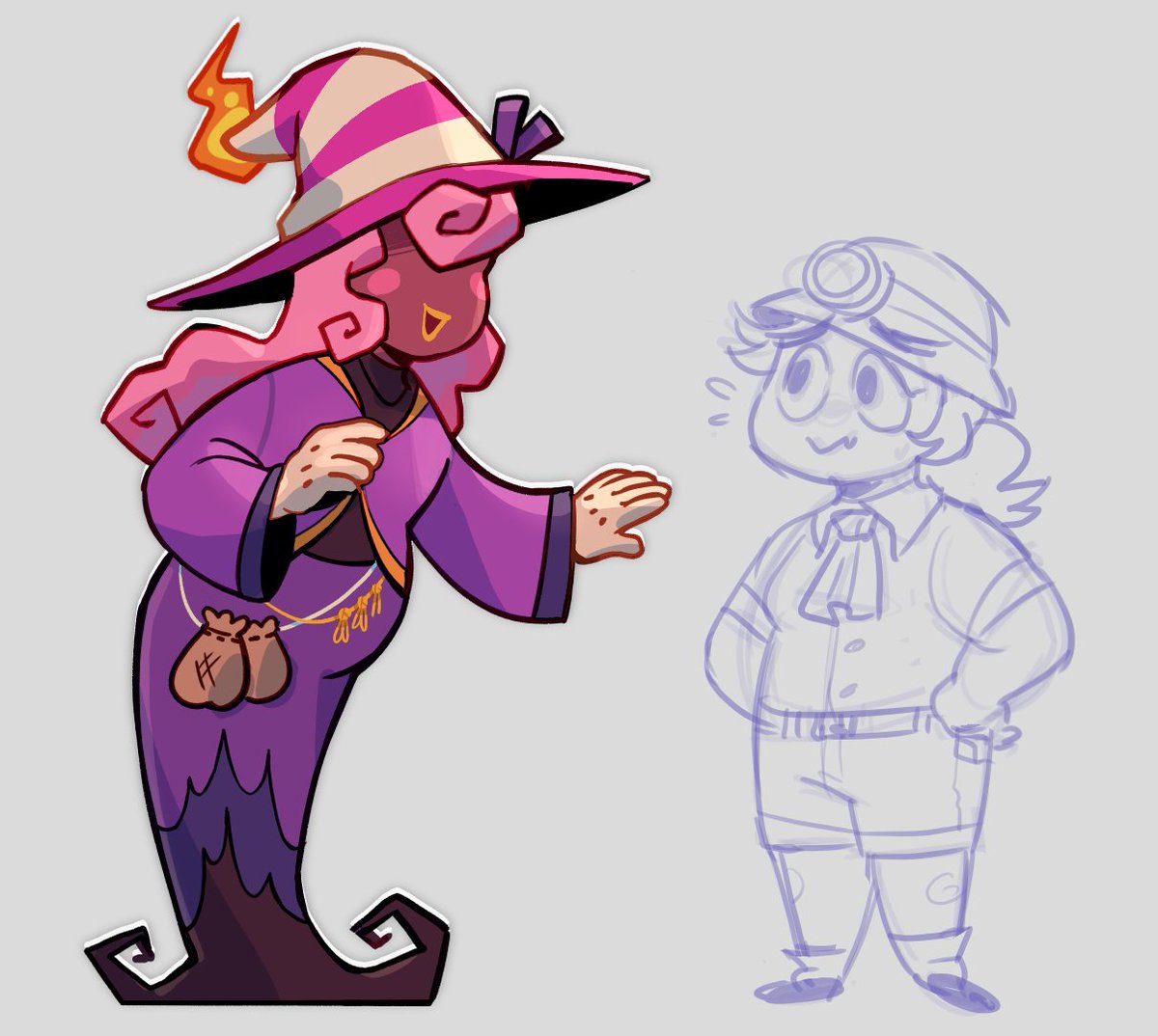 cinnavee_'s tweet image. a shadow and an archaeologist walk into a bar⭐️

#ttyd #papermario #vivian #goombella #papermariofanart #characterdesign
