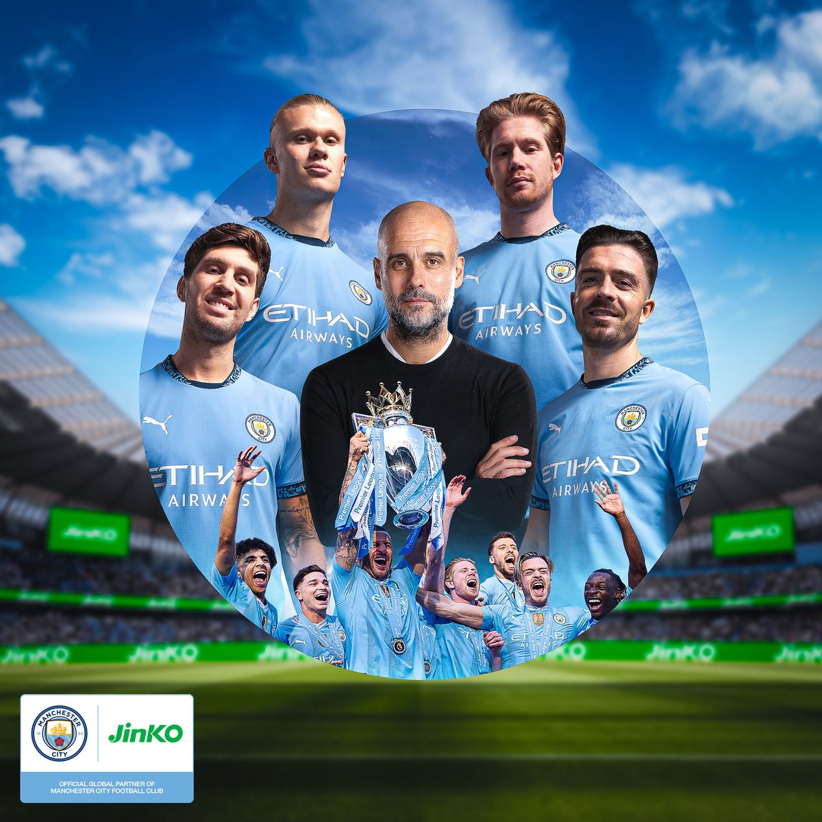 ManCity's tweet photo. We're delighted to announce a new global partnership with @jinko_solar, that will see the brand become the Club’s Official Solar Energy Partner 🤝
