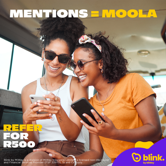 BlinkbyMiWay's tweet photo. Turn everyday chitchat into ka-ching! blink customers get R500 EVERY time they successfully refer a friend. 1) Be a blink customer 2) Share a referral code from the app with your friend 3) Have them successfully sign up 4) Get R500! We do cover. You do you. #SwitchToBlink https://t.co/YtmCwX42Nz