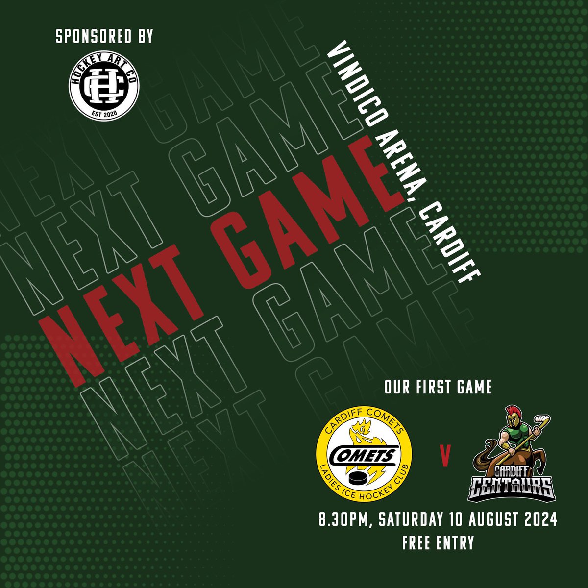 The Centaurs will step on to the Ice for the very first time as a team when we face the Cardiff Comets Development team in a friendly. Details below 👇🏼 

🤝🏻 <a href="/cardiffcomets/">Cardiff Comets</a> Dev

🗓️ 10th August 2024
⏰ Face off - 20:30pm 
🏟️ Vindico Arena
🎟️ Free Entry

Sponsored by <a href="/HOCKEYARTCO/">𝐇𝐎𝐂𝐊𝐄𝐘𝐀𝐑𝐓𝐂𝐎</a>