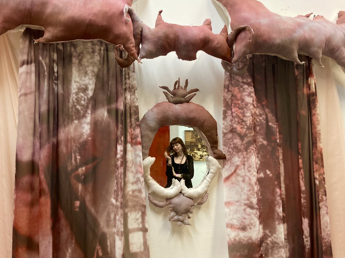 kirbyesque's tweet photo. Very proud of Eleanor Powell who smashed it with her work being exhibited at the @csm_news grad show. It seems incredible that she’s coming to the end of her three year course but the work she’s produced is powerful, personal and impressive.
#centralsaintmartins #art https://t.co/jW9jU7oegM