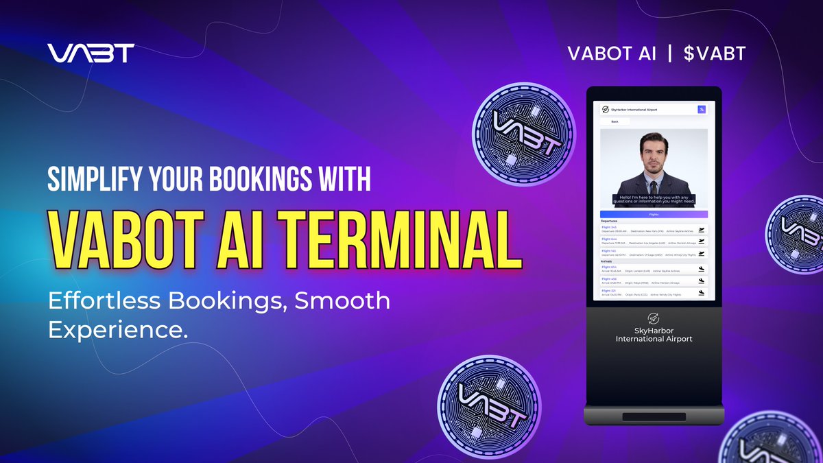 VABOT_ai's tweet photo. With VABOT's | $VABT  secure transaction process, booking services and activities is a breeze! Whether you need an appointment at a service station or a table at your favorite restaurant, do it all easily through our VABOT super AI terminal.
Experience convenience like never before!

#VABOT #SecureBookings #EasyReservations #TechInnovation #ServiceAppointments #RestaurantReservations